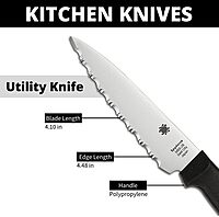 SPYDERCO Lightweight Kitchen Utility Knife with MBS-26 Stainless Steel Blade and Polypropylene Handle