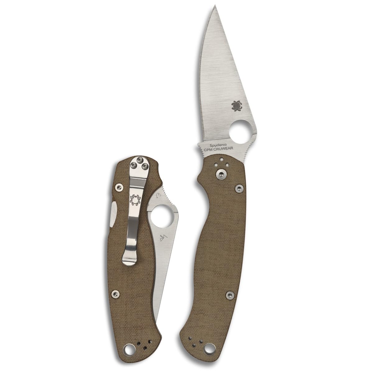 Spyderco Para Military 2 Signature Knife with 3.47" CPM Cru-Wear Steel Blade and Premium Micarta Handle - PlainEdge
