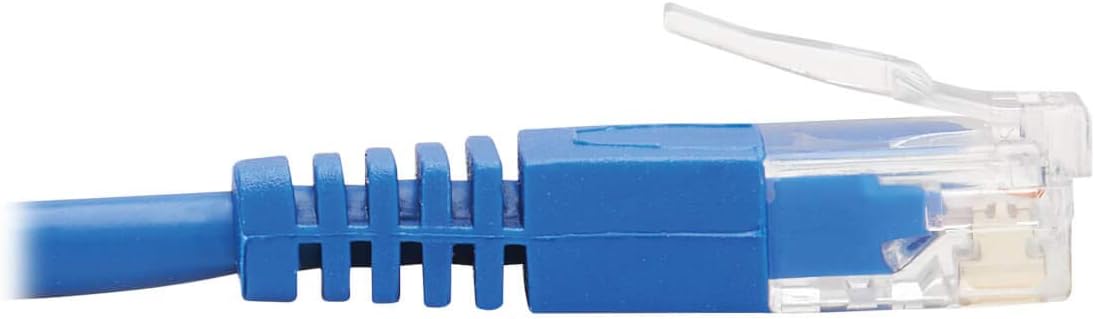 Tripp Lite Cat6 Gigabit Molded Slim UTP Network Patch Cable, Blue, RJ45 Angle