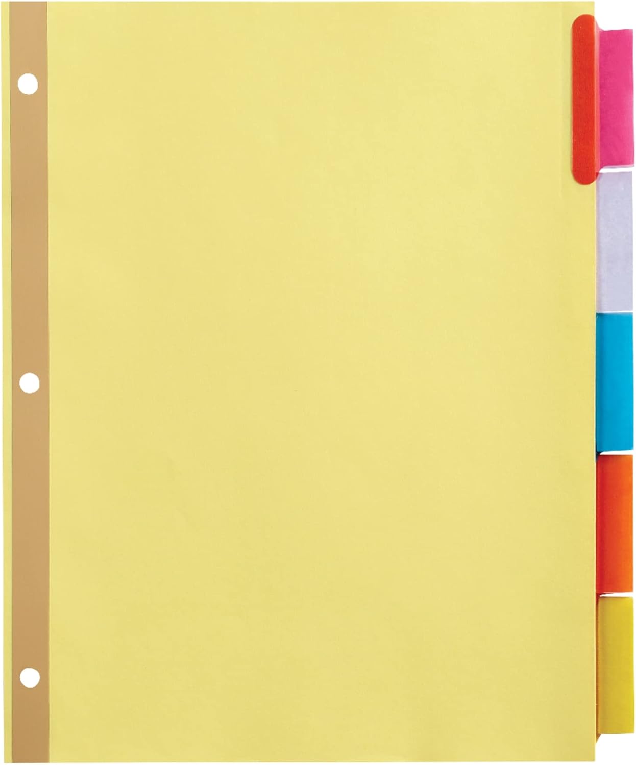 Office Depot® Brand Insertable Dividers With Big Tabs, Buff, Assorted Colors, 5-Tab, Pack Of 4 Sets