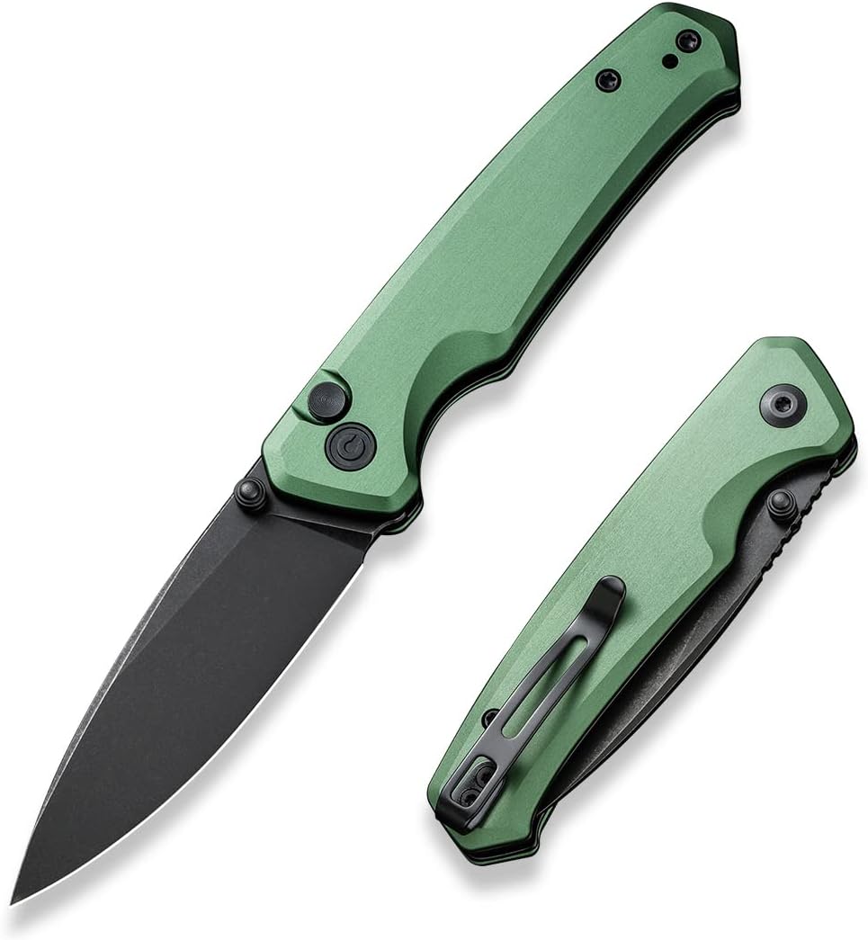 CIVIVI Pocket Folding Knife with Button Lock and Thumb Stud Opener, 2.97" Nitro-V Blade Aluminum Handle