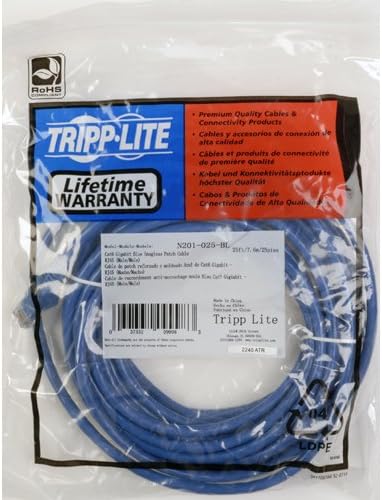 Tripp Lite Cat6 Gigabit Snagless Molded Patch Cable (RJ45 M/M) - Blue, 25-ft.(N201-025-BL)