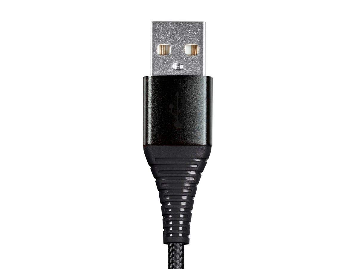 Monoprice USB 2.0 Micro B to Type A Charge & Sync Cable - 3 Feet - Black | Nylon-Braid, Durable