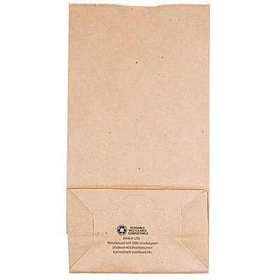 JAM PAPER 100% Recycled Kraft Snack/Lunch Bags - 25/Pack