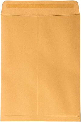 JAM PAPER Open End Catalog Envelopes with Peel & Seal - Brown Kraft Manila