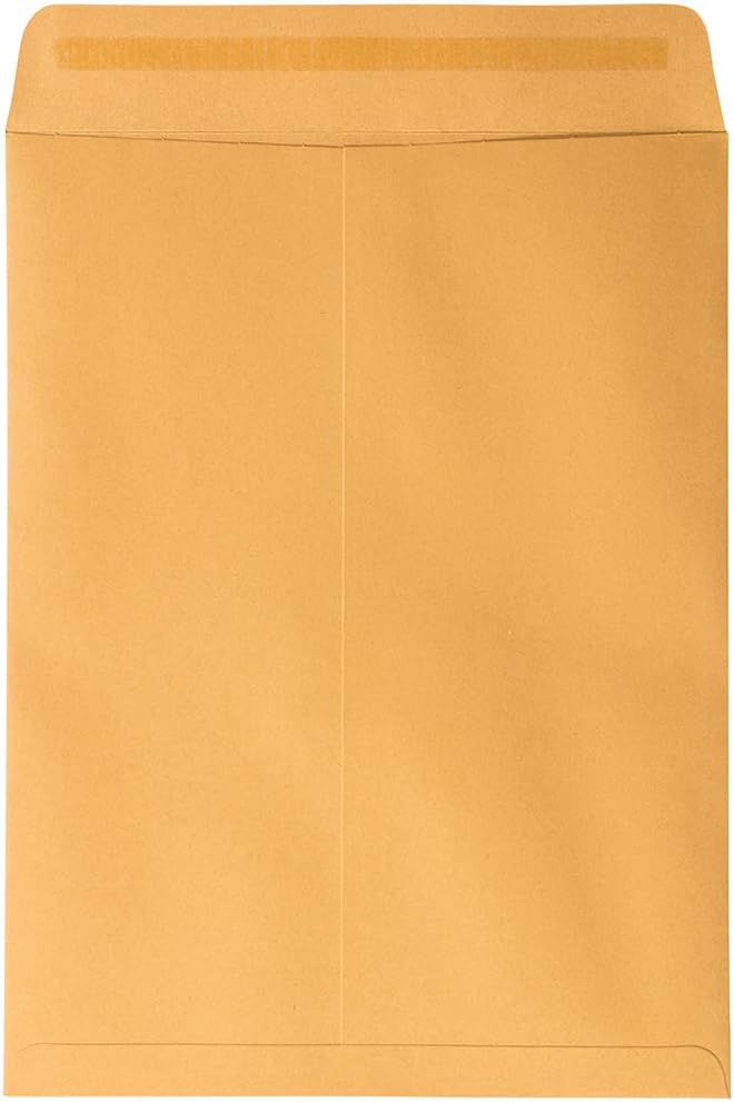 JAM PAPER Open End Catalog Envelopes with Peel & Seal - Brown Kraft Manila