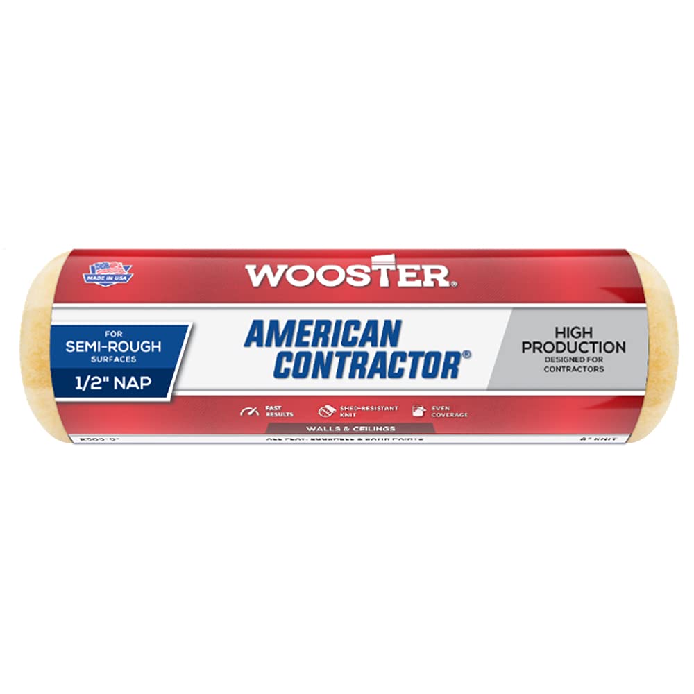 Wooster Brush R363-9 9-Inch American Contractor Roller with 1/2-Inch Nap, Side Stack 9 Inch