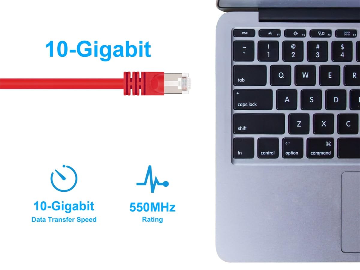 Monoprice Cat6A Shielded (S/FTP) Ethernet Patch Cable - 26AWG Pure Bare Copper Snagless RJ45 Fullboot