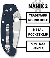 Spyderco Manix 2 XL Folding Knife, Cobalt Blue G-10 Handle - CPM-SPY27 Steel Satin Blade, 3.85 Inches Blade Length, Full-Flat Grind - C95GPCBL2