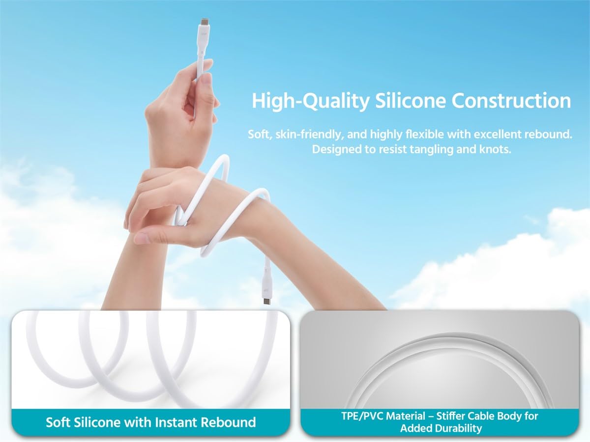 Monoprice USB4 Gen 2 Silicone Cable 6ft White