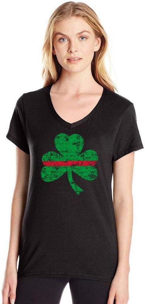 THIN BLUE LINE USA Women's St. Patrick's Day Shamrock V-Neck T-Shirt