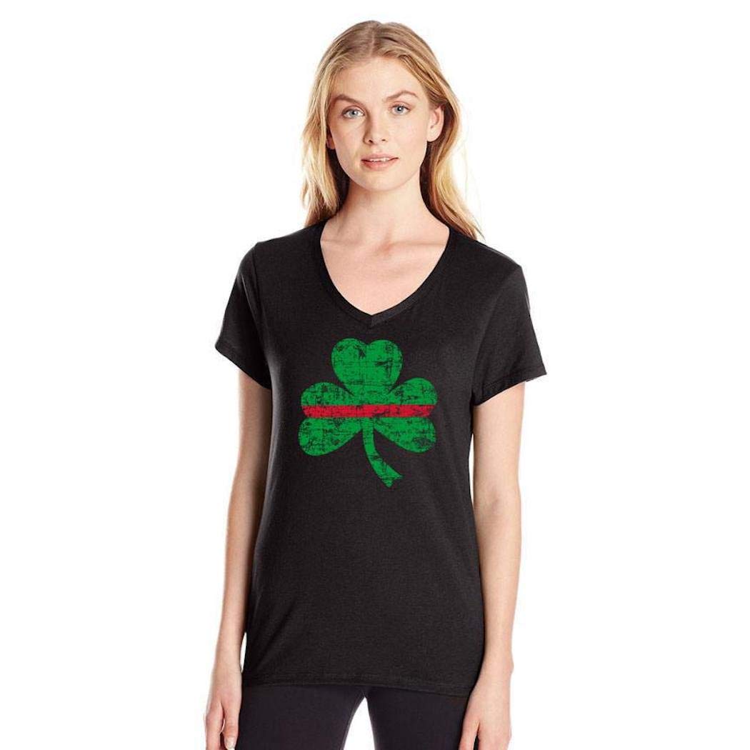 THIN BLUE LINE USA Women's St. Patrick's Day Shamrock V-Neck T-Shirt