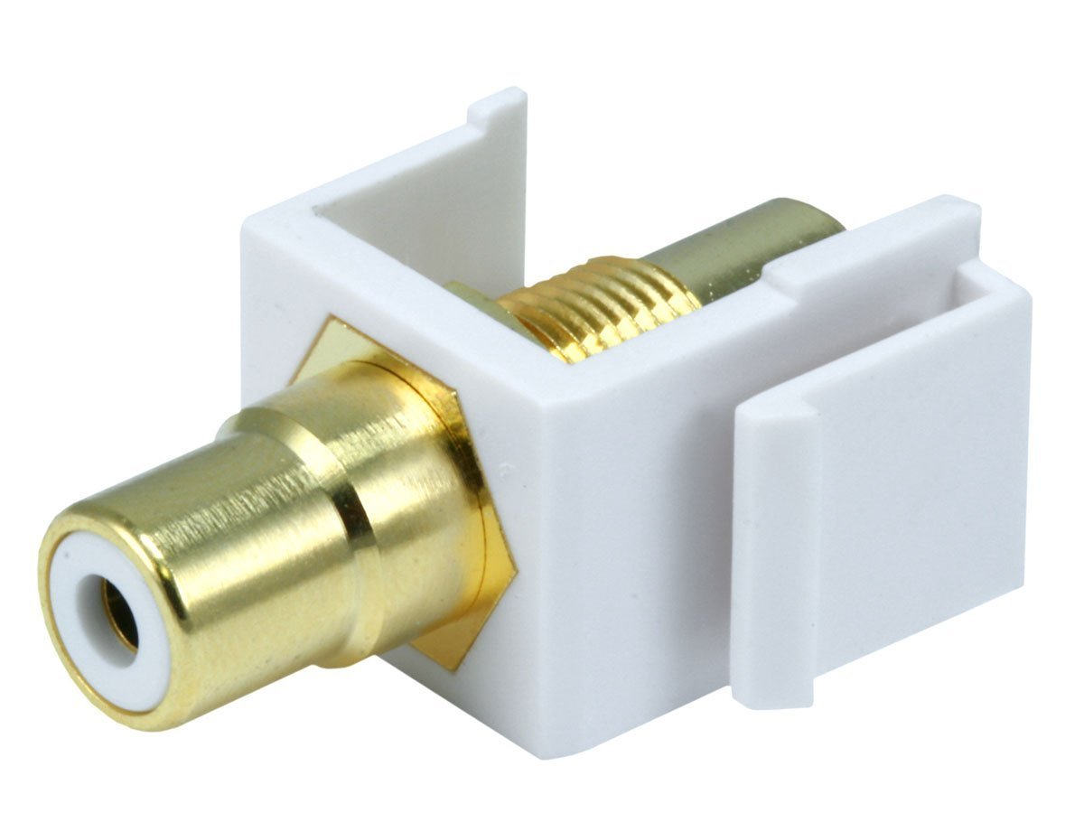 Monoprice 106550 Keystone Jack Modular RCA with White Center, White (2 Pack)