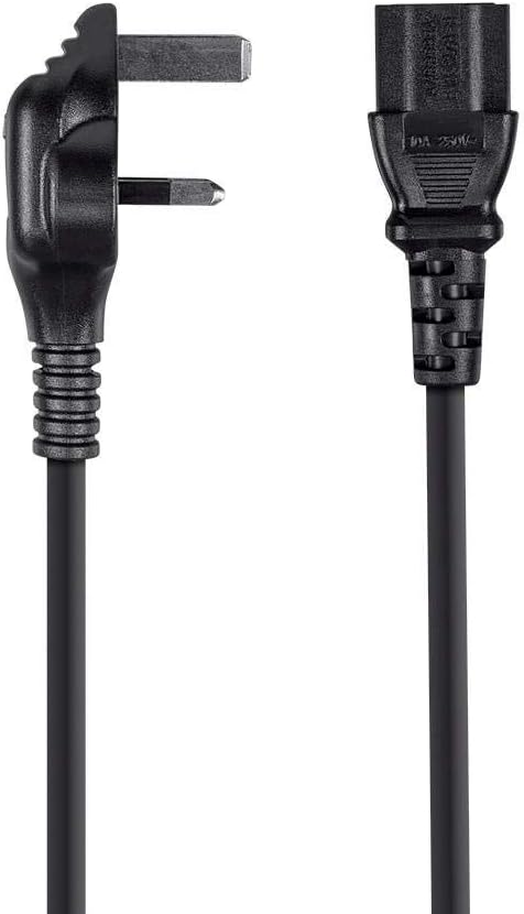 Monoprice Power Cord - 6 Feet - Black | BS 1363 (UK) to IEC 60320 C13, 18AWG, 5A/1250W, 250V, 3-Prong, Fused
