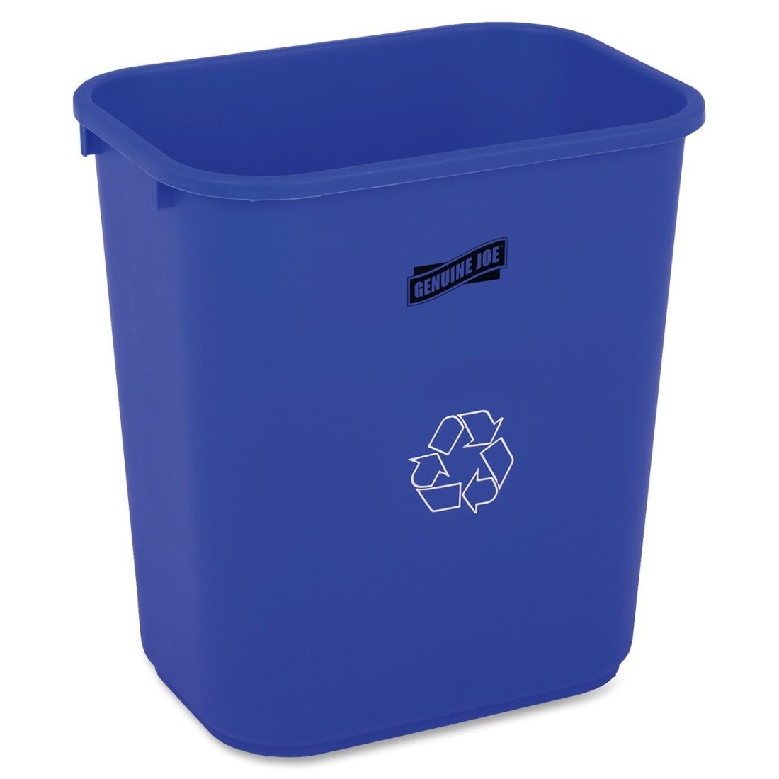 Genuine Joe Recycle Wastebasket, 15inH x 14 1/2inW x 10 1/2inD, 7.13-Gallon Capacity, Blue