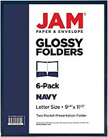JAM PAPER Laminated Two-Pocket Glossy Presentation Folders - Letter Size