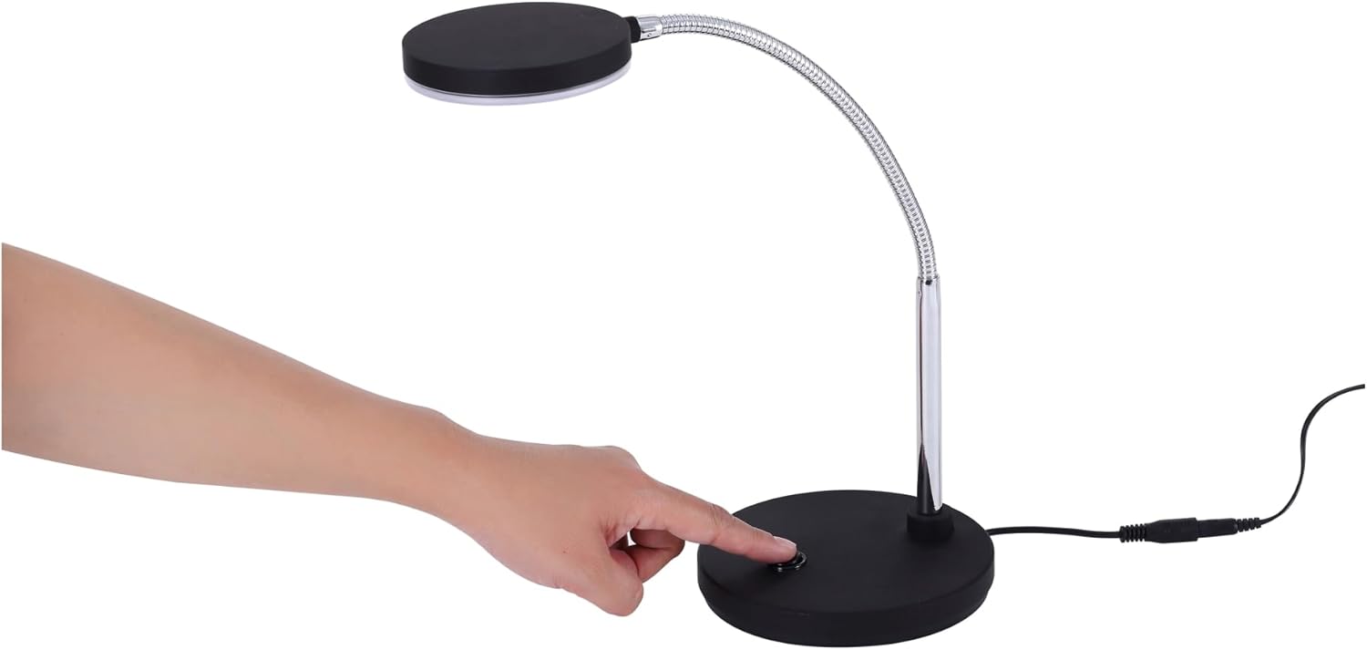 Bostitch Office LED Metal Gooseneck Desk Lamp, Flicker Free, Adjustable Head (VLED1800BK), Black