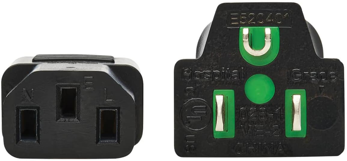 Tripp Lite Safe-IT Medical Hospital-Grade 5-15P to C13 Power Cord, Green Dot, 13A 125V, 16 AWG