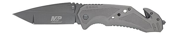 Smith & Wesson M&P SWMP11G 8.9in High Carbon S.S. Folding Knife with 3.8in Tanto Point Blade and Aluminum Handle for Outdoor, Tactical, Survival and EDC,Silver