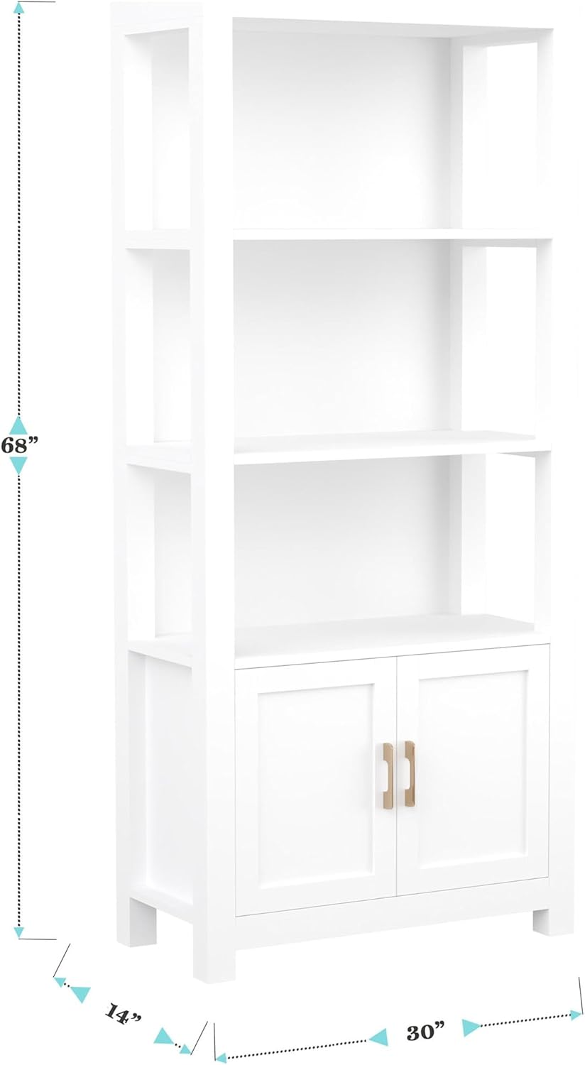 Martha Stewart Hutton Four Tier Shaker Bookcase with Storage Cabinet