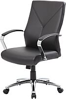 Boss Office Products Ergonomic High-Back LeatherPlus Executive Chair, Black