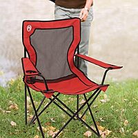 Coleman Broadband Mesh Quad Camping Chair with Carry Bag & Cup Holder, Cooling Mesh Back with Adjustable Arms