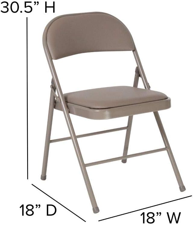 Flash Furniture 4 Pack HERCULES Series Double Braced Gray Vinyl Folding Chair Grey Set of 4