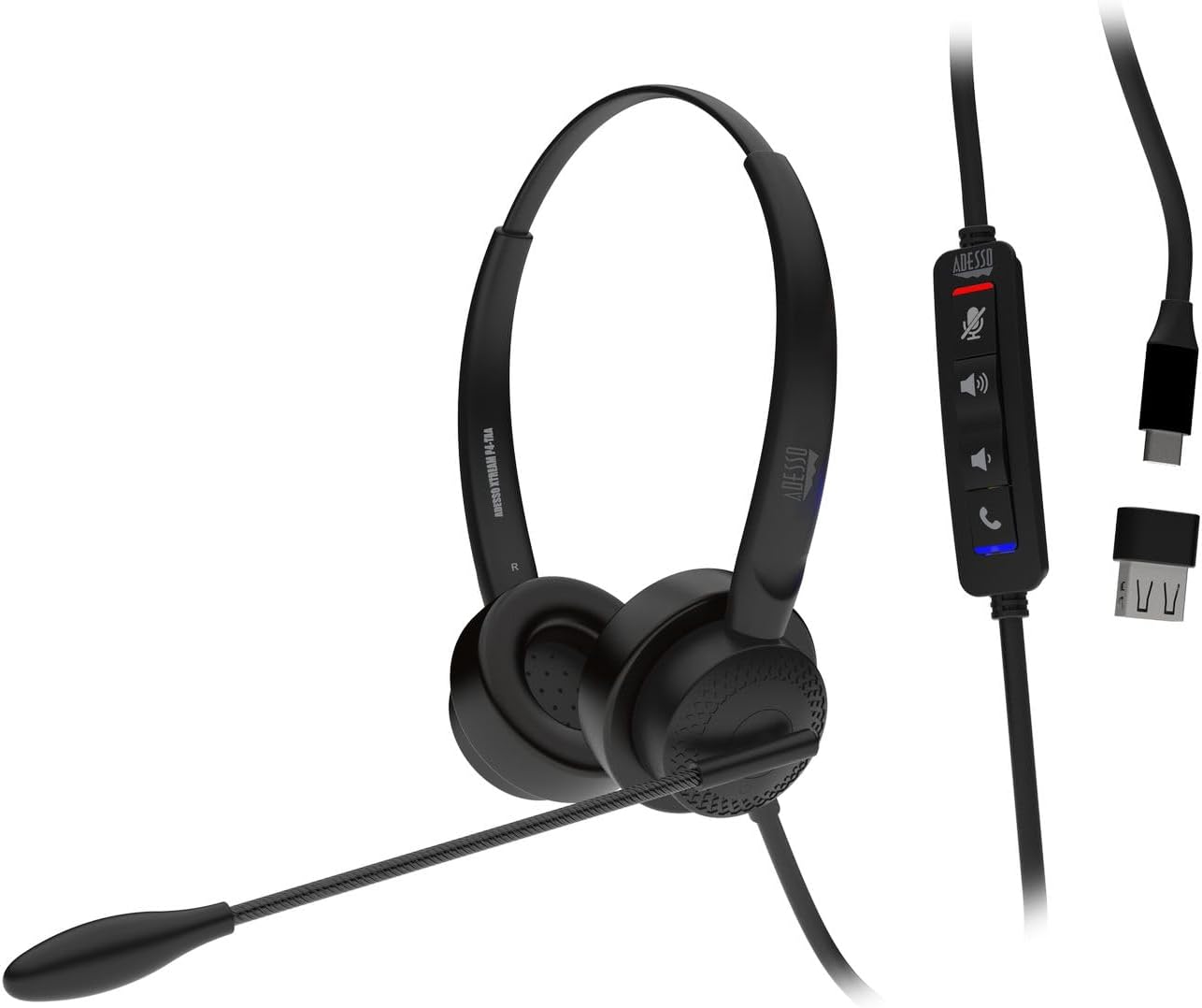 ADESSO Xtream P4 USB C Headset with Microphone TAA Compliant Made in Taiwan Dual Connector Business Communication Headset