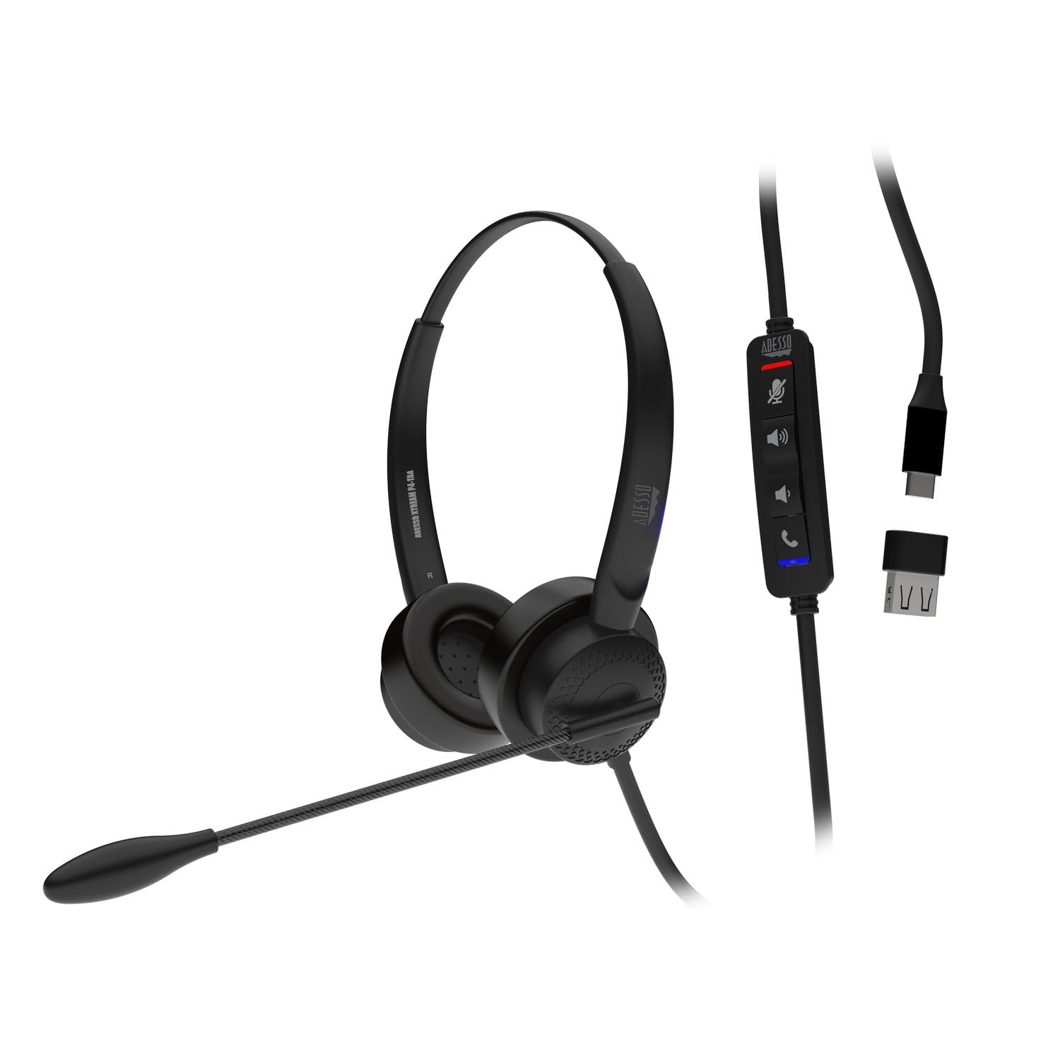 ADESSO Xtream P4 USB C Headset with Microphone TAA Compliant Made in Taiwan Dual Connector Business Communication Headset