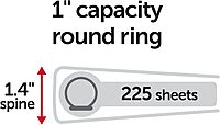Office Depot® Brand Durable Round-Ring View Binders, 1" Rings, White, Pack of 6 Binders