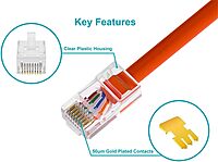 Monoprice Cat6 Plug Solid W/Insert 50U 100pcs/Bag Clear Solid