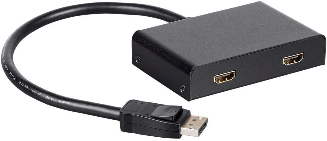 Monoprice 2-Port DisplayPort 1.2 to HDMI Multi-Stream Transport (MST) Hub, 4K@30Hz for 2 Displays, 21.6 Gbps Bandwidth
