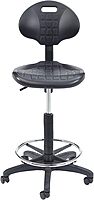 National Public Seating 6700 Series Kangaroo Polyurethane Task Stool, 22 to 32in Seat Height, Black