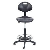 National Public Seating 6700 Series Kangaroo Polyurethane Task Stool, 22 to 32in Seat Height, Black