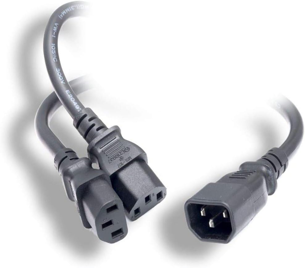 Monoprice Power Cord Splitter - IEC 60320 C14 to 2X IEC 60320 C13, 13 Amp, 1625 Watt, 16AWG, 3 Feet, Black