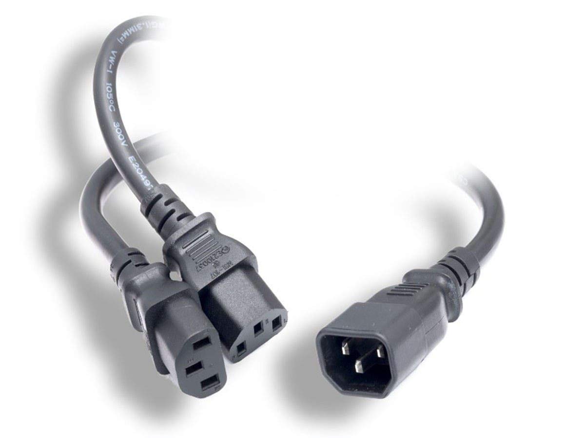 Monoprice Power Cord Splitter - IEC 60320 C14 to 2X IEC 60320 C13, 13 Amp, 1625 Watt, 16AWG, 3 Feet, Black