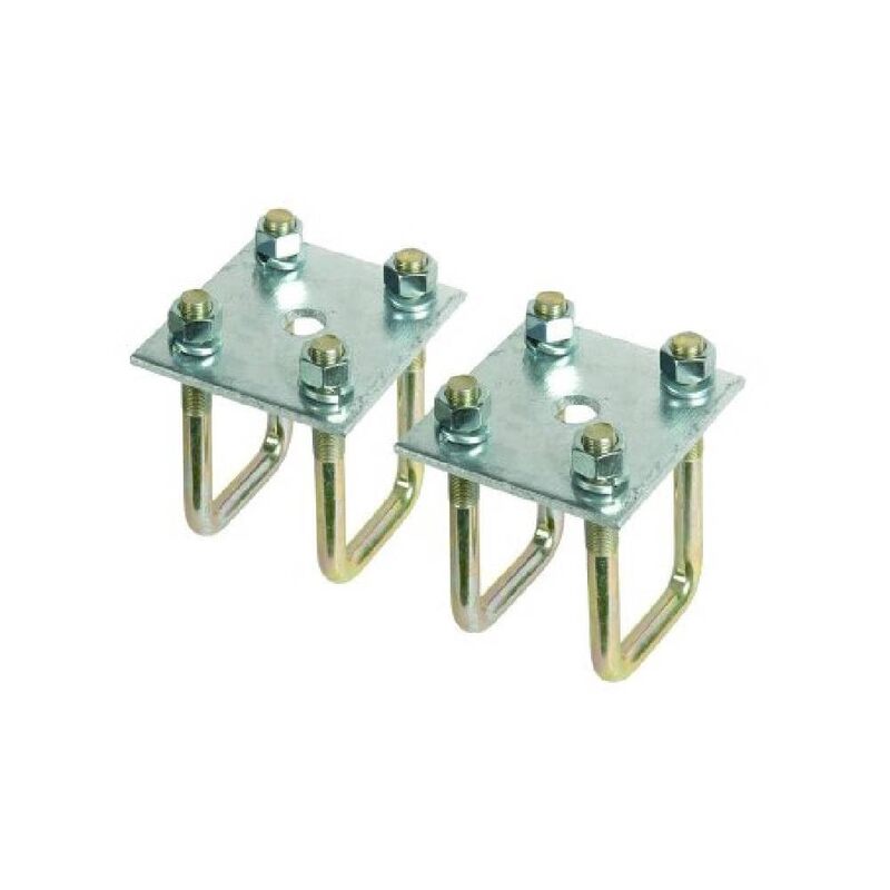 CE Smith - Axle Tie Plate Kit - 2 Tie Plates, 4 U-bolts & 8 Nuts & Lock Washers for 2" Square Axle