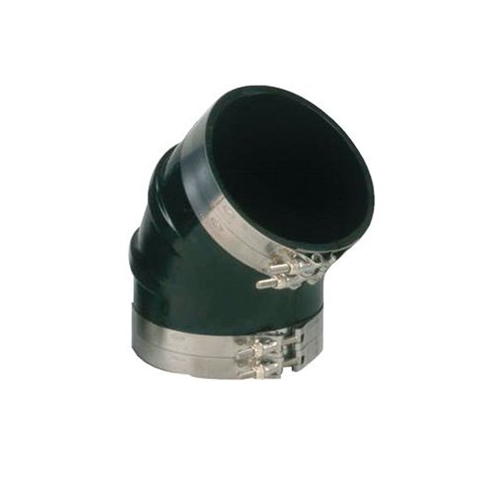 Trident Marine 8" ID 45-Degree EPDM Black Rubber Molded Wet Exhaust Elbow w/4 T-Bolt Clamps