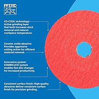 PFERD COMBICLICK® Fibre Disc, Ceramic Oxide CO-Cool, 5" Diameter, 12200 RPM, 36 Grit (Pack of 25) - Part 40733