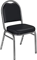 National Public Seating Dome Vinyl Upholstered Padded Stack Chair Panther Black, Silvervein