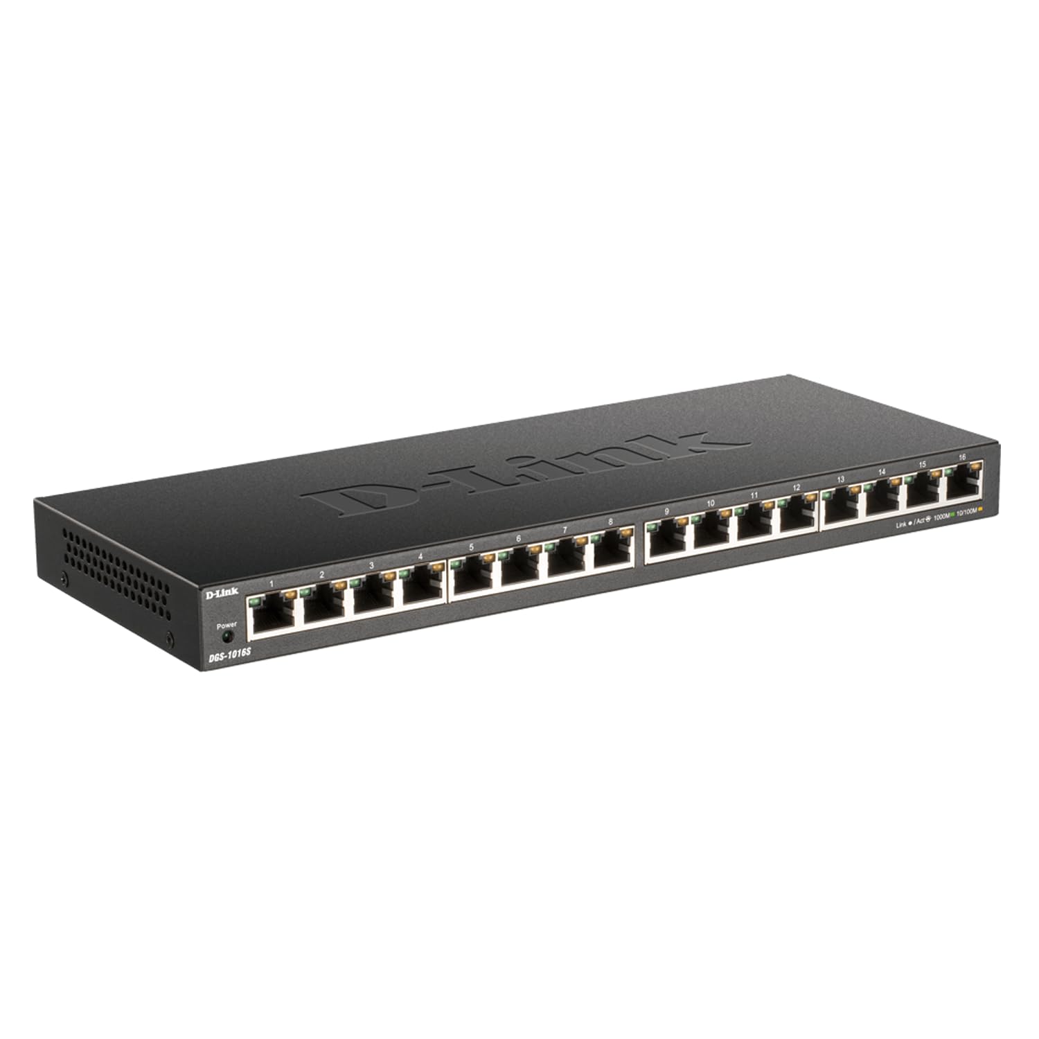 D-Link Ethernet Switch, 16 Port Gigabit Slim Switch Plug and Play, Unmanaged, Metal Housing, Quiet Fanless Design