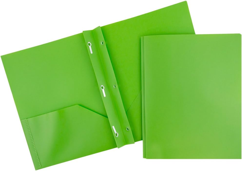 JAM Paper Plastic 2-Pocket POP Folders with Metal Prongs