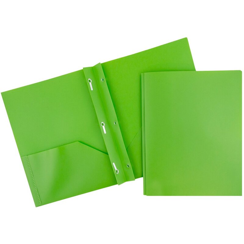 JAM Paper Plastic 2-Pocket POP Folders with Metal Prongs