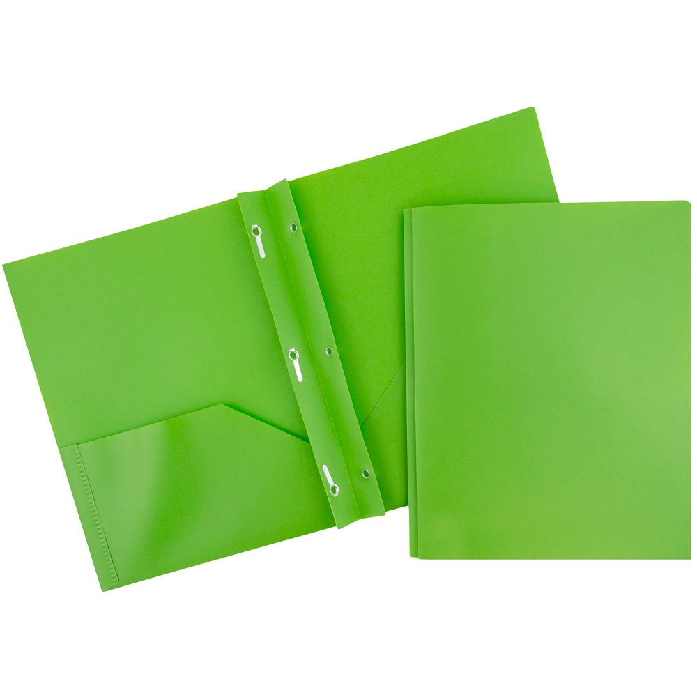JAM Paper Plastic 2-Pocket POP Folders with Metal Prongs
