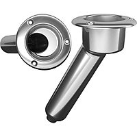 Mate Series Stainless Steel 30° Rod & Cup Holder - Drain - Round Top