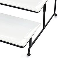 Elama 3-Tier Porcelain Serveware Set with Metal Rack