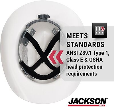 JACKSON SAFETY Cowboy-Style Full-Brim Hard Hat, Non-Vented, HDPE, Ratchet Suspension