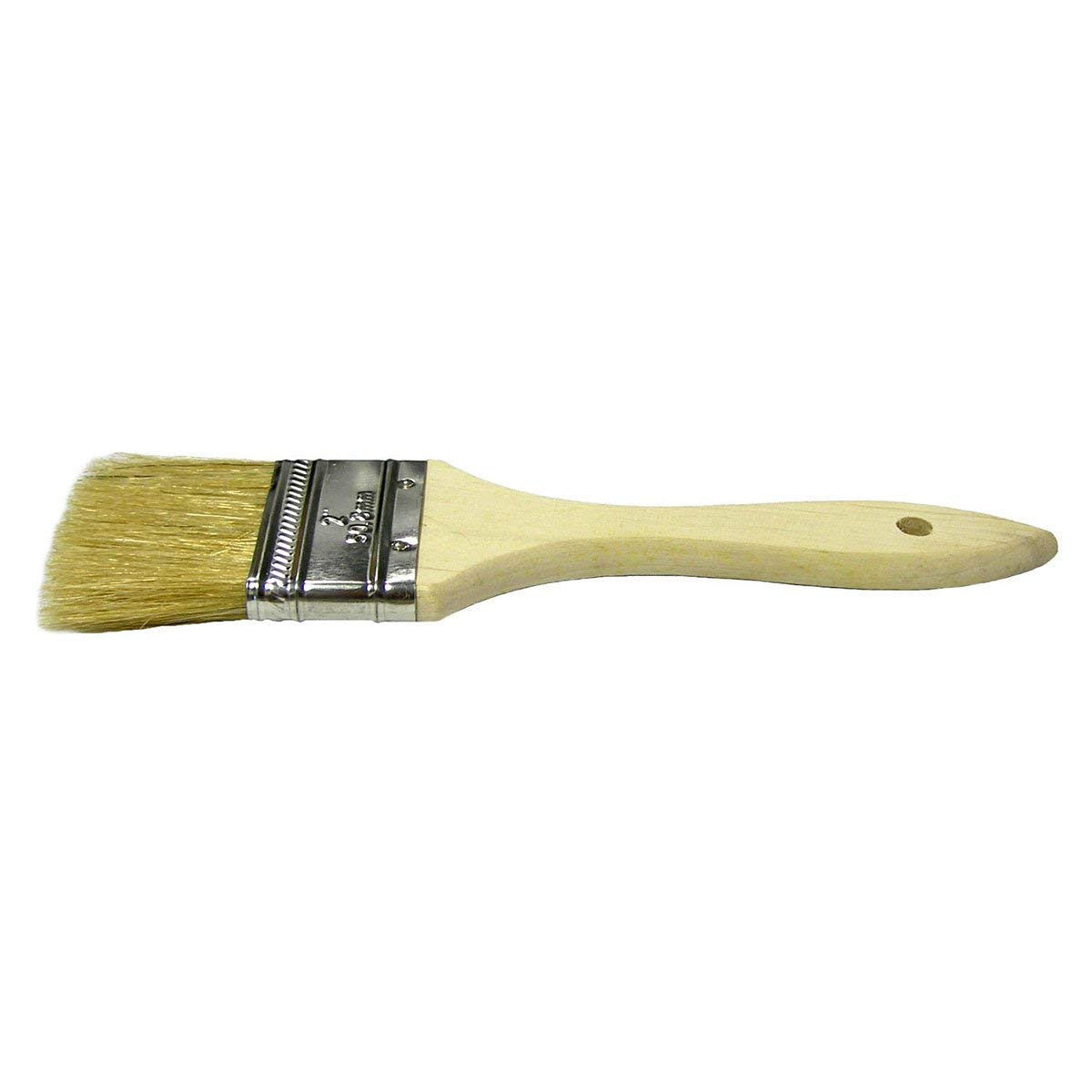Weiler 40180 1-1/2" Vortec Pro Chip & Oil Brush, White Bristle, 1-3/4" Trim Length, Wood Handle, Durable and Disposable