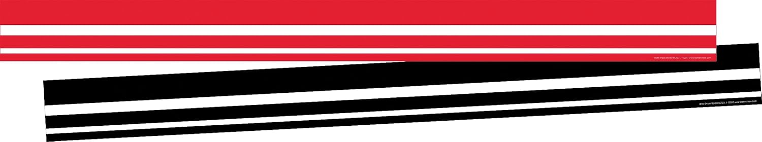 Barker Creek Double-Sided Border 2-Pack, Wide Stripes, Decorate Galore with 70' of Border