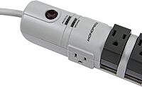 Monoprice 8 Outlet Rotating Surge Strip - UL Rated 2,160 Joules with Grounded and Protected Light Indicator, Gray